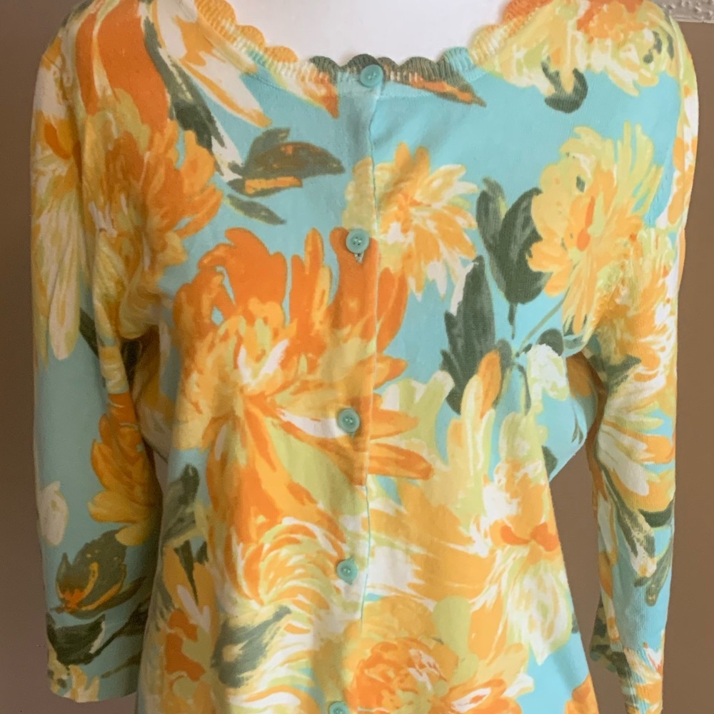 Isaac Mizrahi Live! Watercolor Floral Printed Cardigan